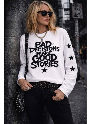 Camiseta Bad Decisions Blanca, Noc The Brand.