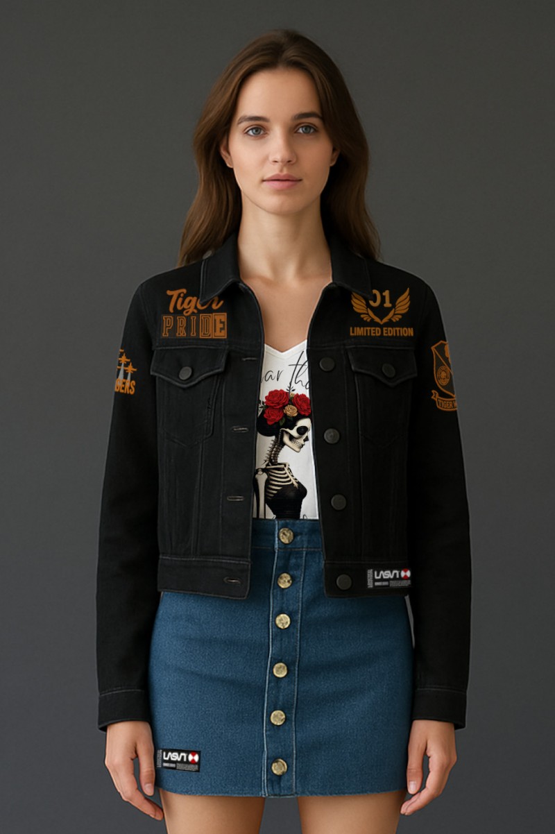 Cazadora denim mujer PILOT negra, Lasal.